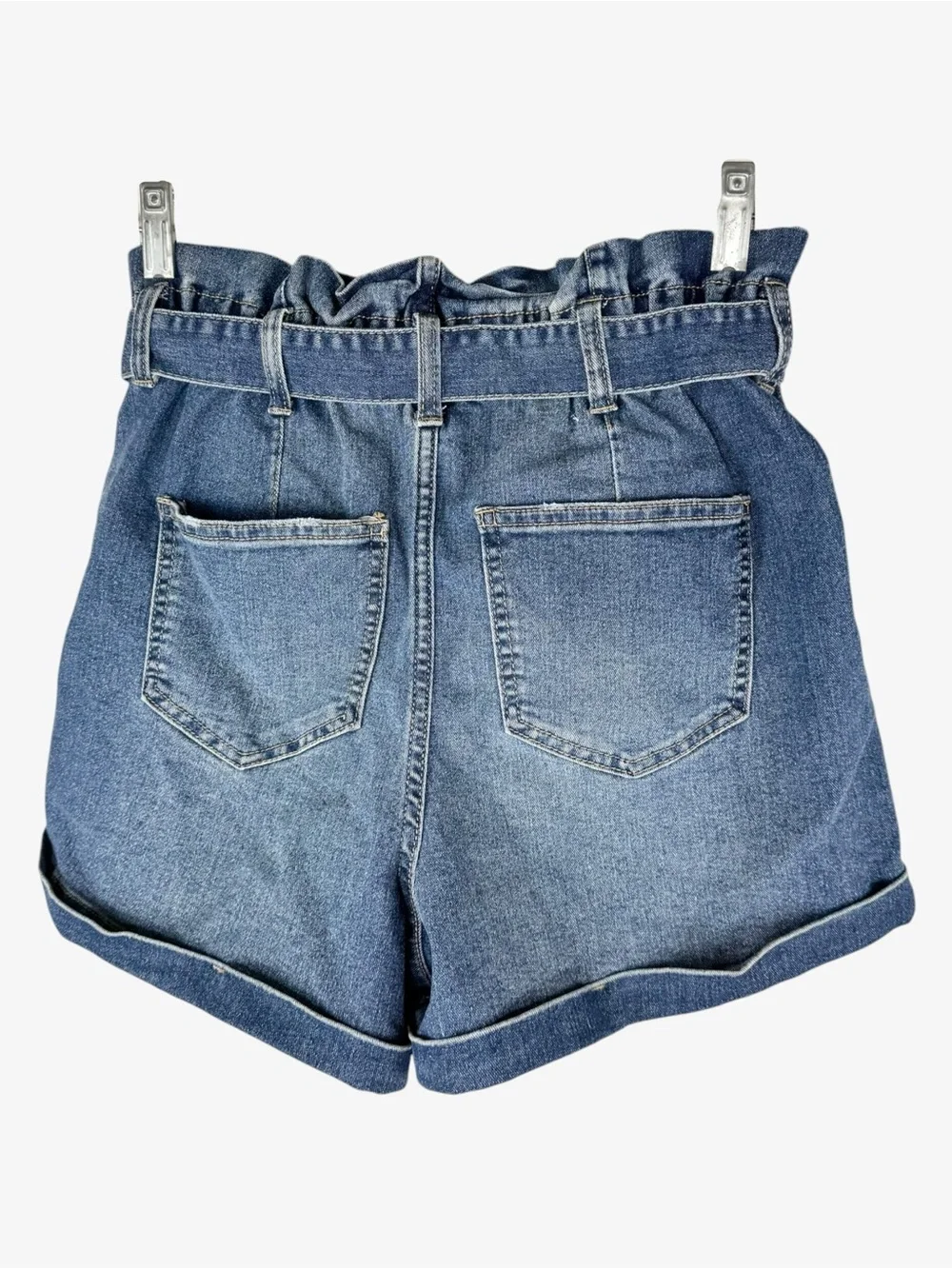 No Boundaries Paperbag Waist Denim Shorts 3/5 Cuffed Baggy Jean Shorts Boho